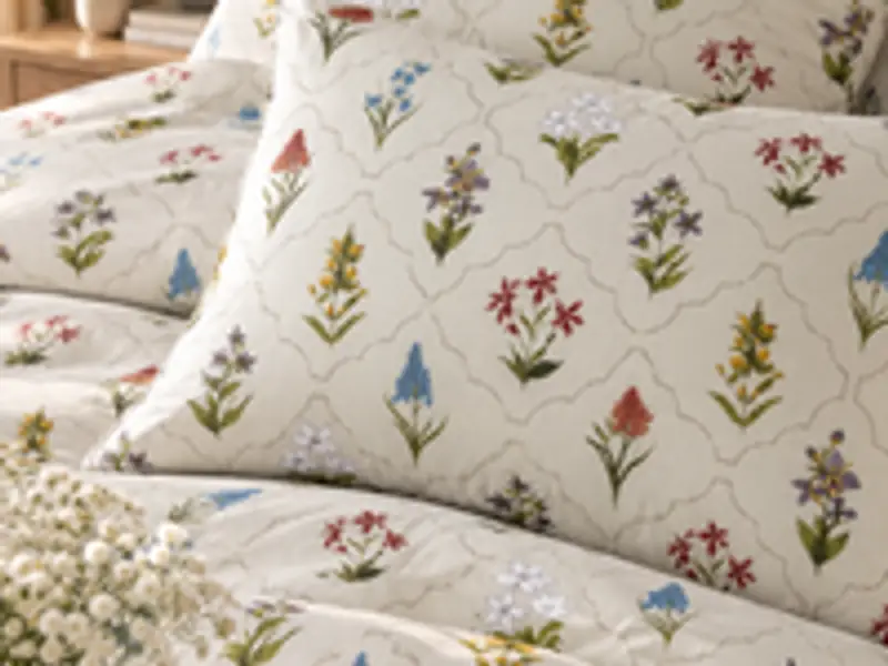 duvet cover on a bed, window light