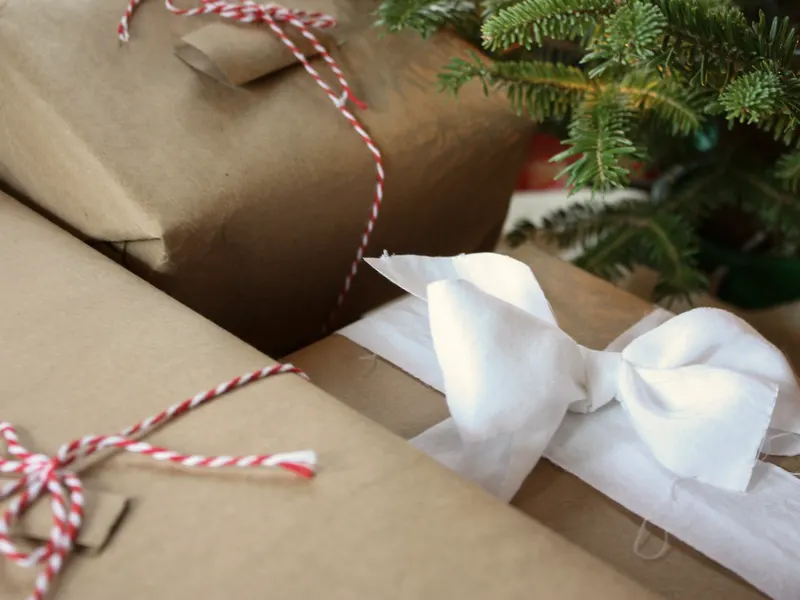 box with a card beside it