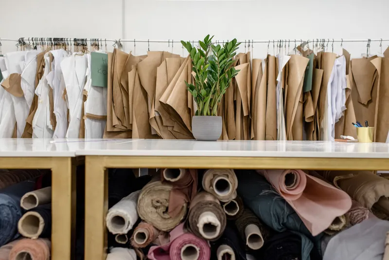 shelves of folded stock at the end of a working day